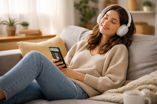 listening to audible audiobook relaxing