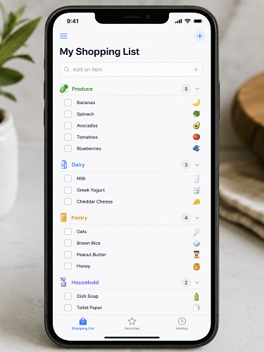 Organized Amazon shopping list for intentional buying